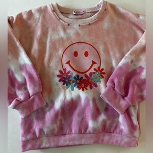 Havengirl Tie Dye Long Sleeve Pullover Smiley Sweatshirt, Pink, Size 6